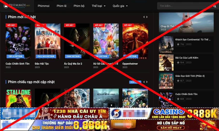 Không truy cập, sử dụng các website phát tán phim và nội dung số trái phép. (Ảnh: Công an TP Hà Nội)